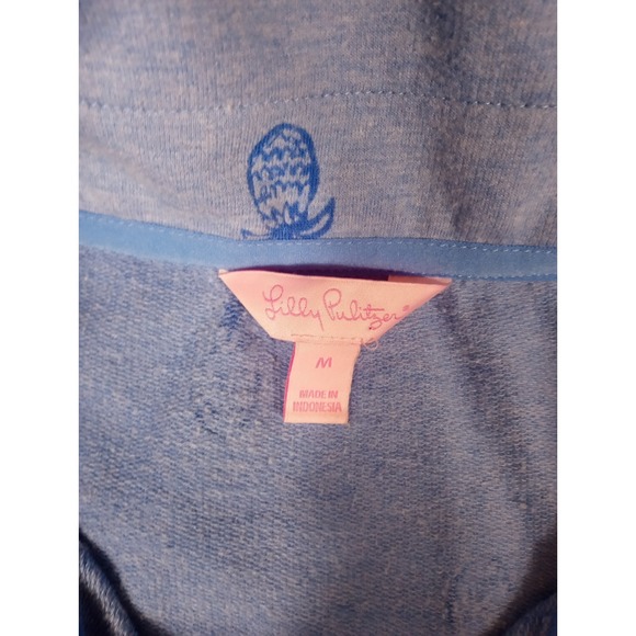 Vintage Lilly Pulitzer Zip Up Women's Jacket Medium Light Blue Pineapple Print - Picture 2 of 6